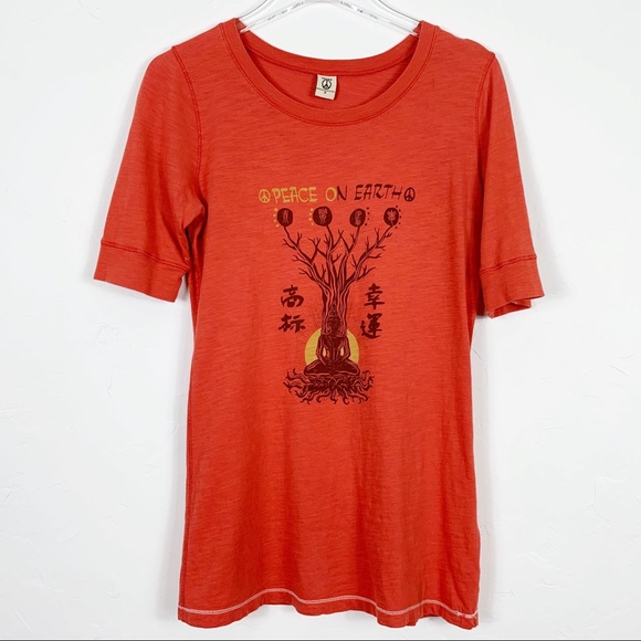 LUCKY BRAND PeaceOnEarth Fitted Cotton Graphic T M - Picture 1 of 7